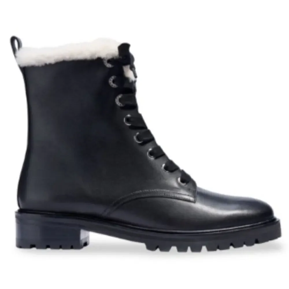 Kate Spade New York Jemma Lugged Sole Ankle Combat & Lace-up Boot Black